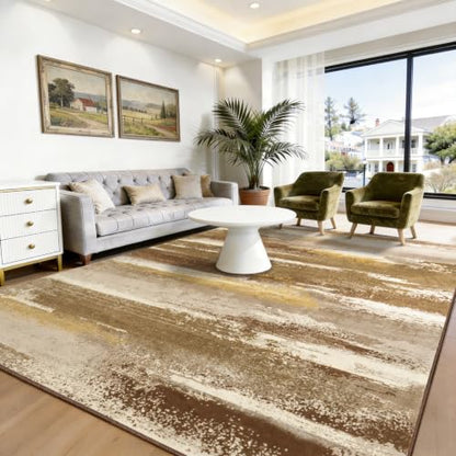 Washable 6x9 Area Rugs for Living Room: Large Modern Abstract Rugs - color: Brown, size: 6' x 9' (Rectangular)