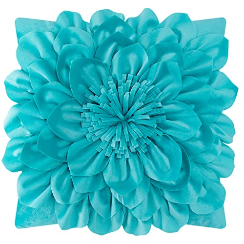 OiseauVoler Decorative 3D Flower Throw Pillow Covers 18 x 18 Inch Teal - color: Teal