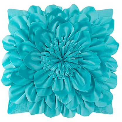 OiseauVoler Decorative 3D Flower Throw Pillow Covers 18 x 18 Inch Teal - color: Teal