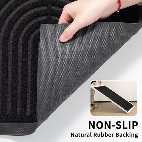 RORA Heavy Duty Door Mat Outside Entrance, Indoor Welcome Doormat 47x32 - color: Black, size: 47x32 inch