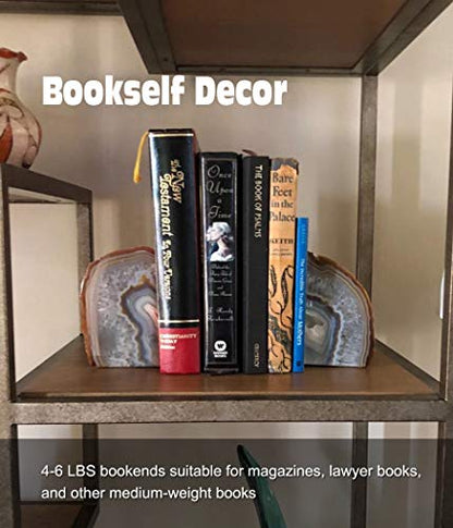 AMOYSTONE Natural Agate Bookends Solid Stone Book Ends for Study Shelves - color: Natural, size: 4-6 Pounds