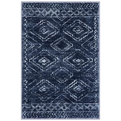 KILOCOCO Small Rug 3'x5' Entryway Rug Non-Slip Washable Rugs, Dark Blue - color: Dark Blue, size: 3' x 5' (Rectangular)