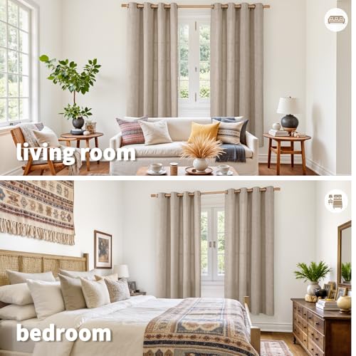 Oatmeal Linen Curtains 72 Inches Long 2 Panels Set for Bedroom Farmhouse - color: Dark Oatmeal, size: 52"W x 72"L (Pack of 2)