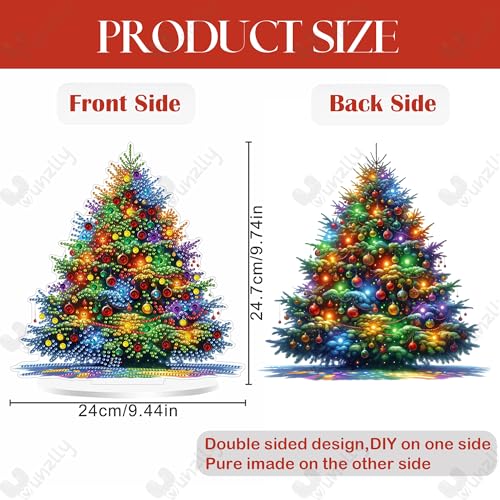 Yunzlly Stand Up Diamond Art Painting Kit, Desktop Gem Painting Ornament Kit for Adults, Tabletop Acrylic Diamond Board Painting (Christmas Tree) - color: Christmas Tree