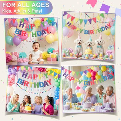 Pre-Strung Felt Happy Birthday Banner Pastel Garland Set - color: Macaron
