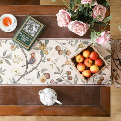 bilin gaier Designer Linen Extra Long Table Runner,118"x12"-Dewey A - color: Dewey a, size: 12"*118"