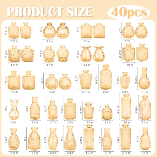 Glass Bud Vases in Bulk Small Mini Gold Vase for Flowers 17pc - color: Gold