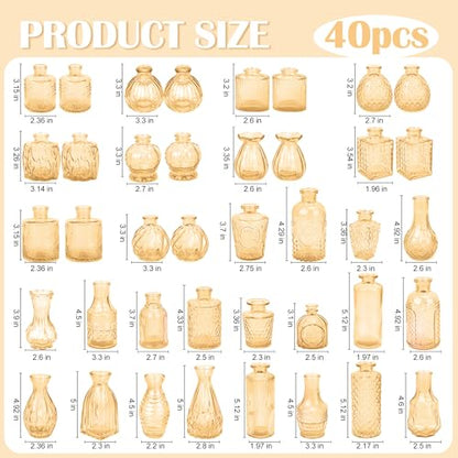 Glass Bud Vases in Bulk Small Mini Gold Vase for Flowers 17pc - color: Gold
