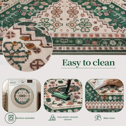 Ciicool 2x3ft Small Area Rug,Washable Boho Thin Mat for Entryway Kitchen - color: Beige/Green, size: 2' X 3' (Rectangular)