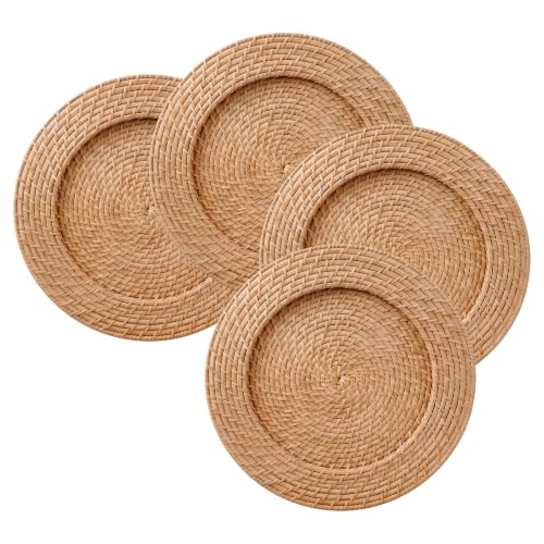 ChargeIt by Jay Rattan Charger Plates Hand Woven Round Harvest, 13" - 4 Set - color: Harvest, size: 4 Pack