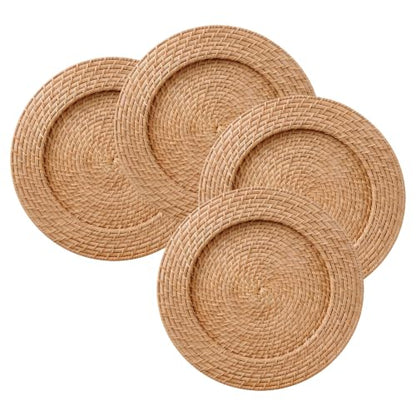 ChargeIt by Jay Rattan Charger Plates Hand Woven Round Harvest, 13" - 4 Set - color: Harvest, size: 4 Pack