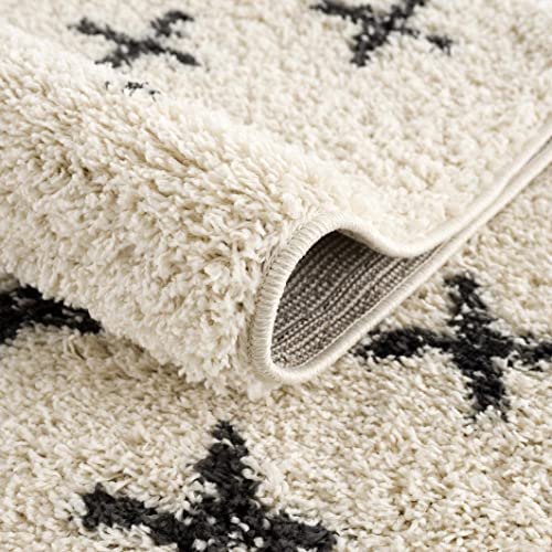 Hauteloom Geomara Shag Moroccan Farmhouse 2'7" x 7'3" Runner Bohemian/Global 100% Polypropylene Charcoal/Beige Runner - color: Charcoal, Beige / Alstead, size: 2'7" x 7'3" (Runner)