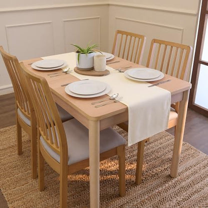 Encasa XO Table Runner, Cotton Canvas Dining Runner 13"x72" - color: Natural, size: 13x72 in