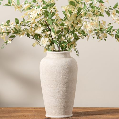 Ceramic Flower Vase, Large Flower Vase Tall Rustic Farmhouse Decorative Vase Floral Pottery Vases for Home Decor Table Living Room Entryway Mantel Bedroom Bathroom Kitchen - 11" W - color: 11"- W