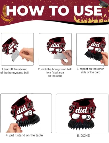 Graduation Table Decorations, Graduation Centerpieces for Tables - style: Maroon Gold Graduation