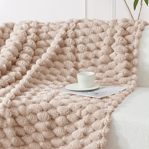 Whale Flotilla Soft 3D Jacquard Fleece Throw Blanket for Couch & Bed, Camel - color: Camel, size: Throw(50x60 Inch)