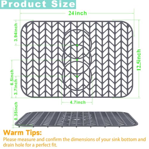 AWOKE Silicone Sink Protectors for Kitchen Sink 24x12.5in 3 Reserved Holes - size: 24 x 12.5