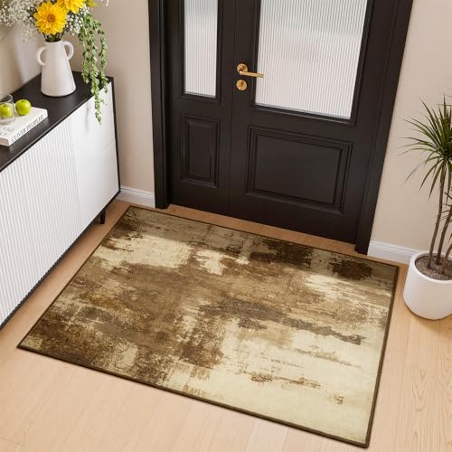 Merelax 2x3 Entryway Door Mat—Washable, Non-Slip, Brown, Low Pile Rug - color: Brown, size: 2' x 3'(24''x36'')
