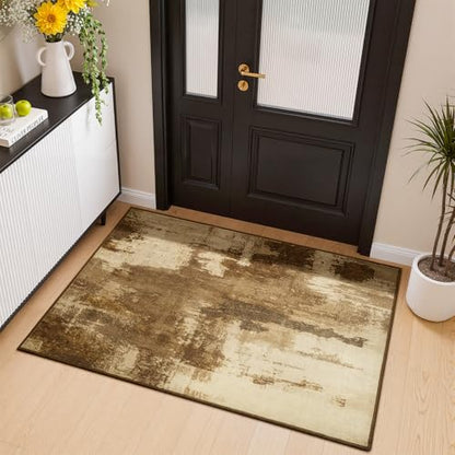 Merelax 2x3 Entryway Door Mat—Washable, Non-Slip, Brown, Low Pile Rug - color: Brown, size: 2' x 3'(24''x36'')