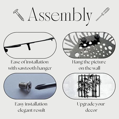 Metal Wall Decor | 17'' x 17'' x 0.05'' Bamboo Modern Art Themed Wall Decorations | Handmade Indoor and Outdoor Wall Art (Bamboo, Black) - size: 17'' x 17'', style: Bamboo