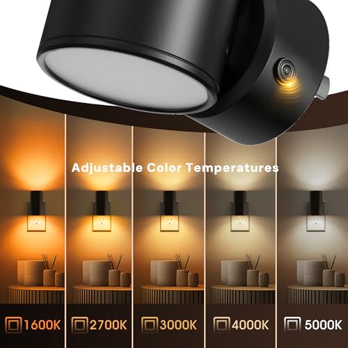 L LOHAS LED Night Light, Night Lights Plug into Wall, 5 Colors, Dimmable - color: 5CCT, size: 2 Pack