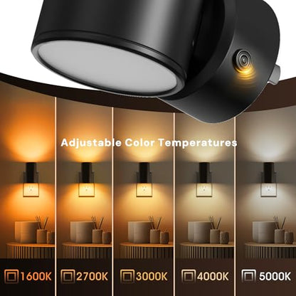 L LOHAS LED Night Light, Night Lights Plug into Wall, 5 Colors, Dimmable - color: 5CCT, size: 2 Pack