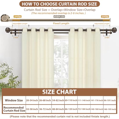 KAMANINA Double Curtain Rod 32 to 58 Inch, Adjustable Drapery Rods, Bronze - color: Antique Bronze, size: 32-58"