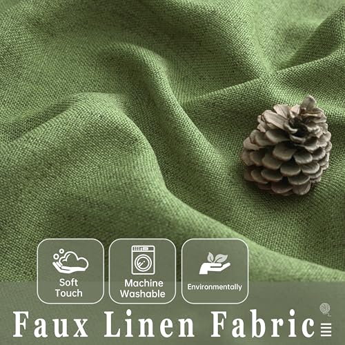 DriftAway Linen Textured Curtain Valances for Windows Light Filtering 3 Inch Rod Pocket Farmhouse Country Rustic Kitchen Valances for Bedroom Living Room Bathroom 14 inch Length Green - color: *Green, size: 52"W x 14"L (Pack of 1)