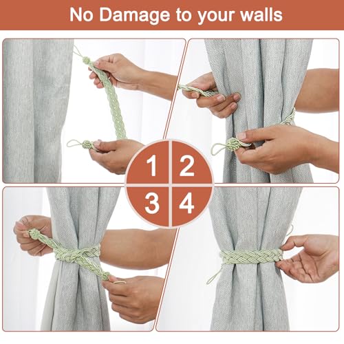 uxcell 4Pcs Curtain Tiebacks, 58cm/23 Braided Drapery Holdback Holder Decorative Rope Tie Back, Dark Green/Mixed Silver - color: Dark Green