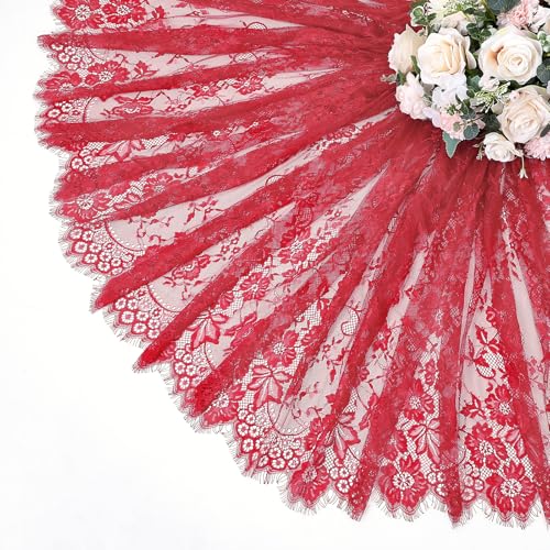 LuoluoHouse Red Tablecloth Lace Table Fabric 2pcs 60x120 Inch for Birthday - color: Red, size: 120" x 60" (2Pcs Rectangular)