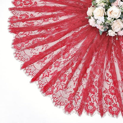 LuoluoHouse Red Tablecloth Lace Table Fabric 2pcs 60x120 Inch for Birthday - color: Red, size: 120" x 60" (2Pcs Rectangular)