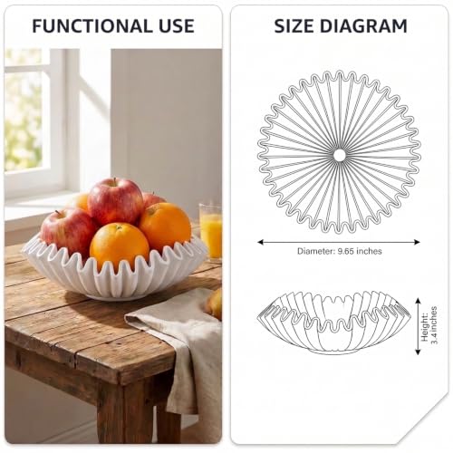 FESTGLOX White Decorative Bowl, Decorative Fruit Bowl for Kitchen Counter - color: White-9.65in