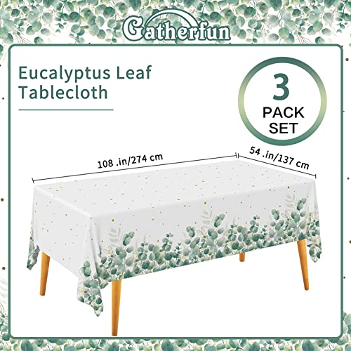 Gatherfun Sage Greenery Baby Shower Disposable Tablecloth, Plastic Table Cover for Baby Shower Party,Boho Greency 3 PCS, 54”x 108” - style: Sage Green