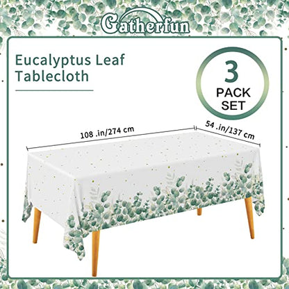 Gatherfun Sage Greenery Baby Shower Disposable Tablecloth, Plastic Table Cover for Baby Shower Party,Boho Greency 3 PCS, 54”x 108” - style: Sage Green
