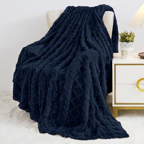 Aganear Fleece Throw Blanket for Couch Sofa 50"x60" Navy - color: Navy, size: Throw(50×60in)