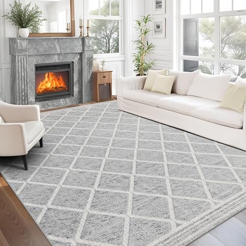 ReaLife Rugs Machine Washable Area Rug - Living Room Bedroom Bathroom Kitchen Entryway Office - Padded Low Pile Stain Resistant Premium - Boho Modern Farmhouse - Tessa - Gray Ivory 4' x 6' - color: Tessa - Gray Ivory, size: 4' x 6' (Rectangular)
