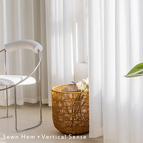 2 Panels Set Sheer Curtains 84 inch Length White 52" W x 84" L - color: White, size: 52"W x 84"L (Pack of 2)