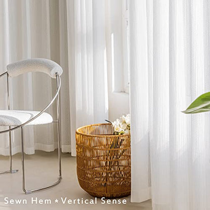 2 Panels Set Sheer Curtains 84 inch Length White 52" W x 84" L - color: White, size: 52"W x 84"L (Pack of 2)