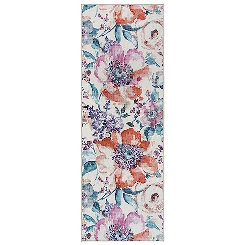Gertmenian Indoor Boho Rug - 2x6 Runner, Non Slip, Super Strong, Ideal for High Traffic Areas in Entryway, Bedroom, Kitchen - Flora, Multi, 28516 - color: Flora, Multi, size: 2'6" x 6' (Runner)
