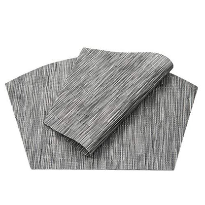 SHACOS Round Table Placemats Set of 4 Wedge Placemats Heat Resistant Woven Vinyl Table Mats Wipe Clean (4, Silver Gray) - color: Silver Gray