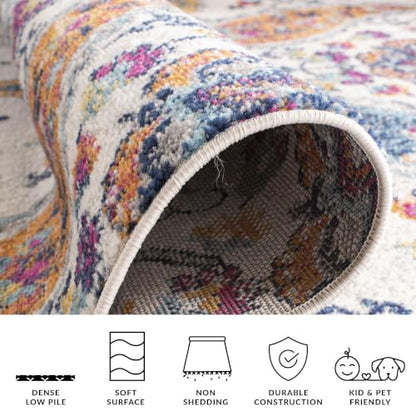 SAFAVIEH Madison Collection Runner Rug - 2'3" x 10', Cream & Multi, Boho Chic Glam Paisley Design, Non-Shedding & Easy Care, Ideal for High Traffic Areas in Living Room, Bedroom (MAD600B) - color: Cream/Multi, size: 2'3" x 10' (Runner)