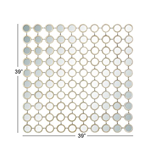 Deco 79 Metal Geometric Room Wall Mirror Entryway Mirror with Grid Pattern, Wall Mounted Mirror 40" x 2" x 40", Gold, 39 by 39"