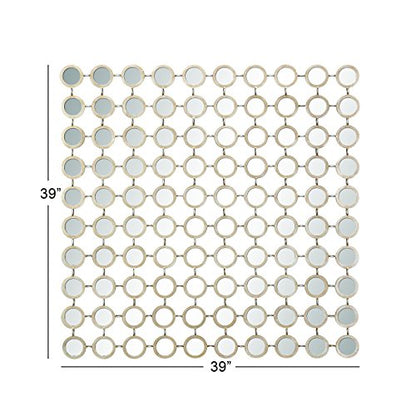 Deco 79 Metal Geometric Room Wall Mirror Entryway Mirror with Grid Pattern, Wall Mounted Mirror 40" x 2" x 40", Gold, 39 by 39"