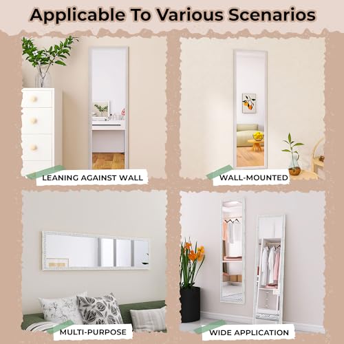 LFT HUIMEI2Y Door Mirror Full Length, Wall-Mounted Mirror White 50" x14" - color: White