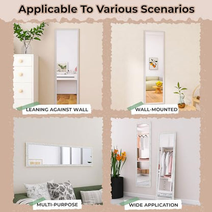 LFT HUIMEI2Y Door Mirror Full Length, Wall-Mounted Mirror White 50" x14" - color: White