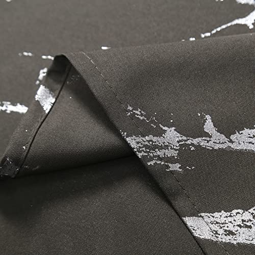Taisier Home Silver Foil Print Linen Textured Curtains Geometric Marble Pattern Design Curtains for Living Room Thermal Insulated Window Treatment 2 Panels 95" L,Dark Grey and Silver Curtain Print - color: Dark Grey/Silver, size: 52"W x 95"L (Pack of 2)