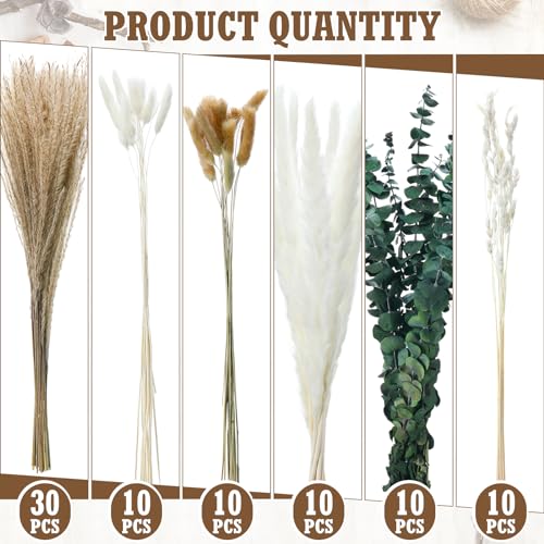 Qinyoung 10 Set Dried Pampas Grass Table Centerpiece for Wedding, Pink - color: Pink
