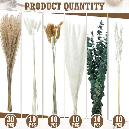 Qinyoung 10 Set Dried Pampas Grass Table Centerpiece for Wedding, Pink - color: Pink