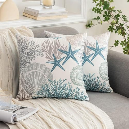 Tritard Coastal Pillow Covers Set of 2, 16x16, Blue - size: 16" x 16" (Pack of 2)