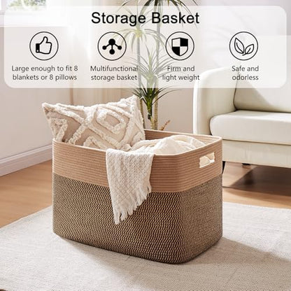 OIAHOMY 108L Extra Large Blanket Basket Dog Toy Basket Yellow - color: Yellow